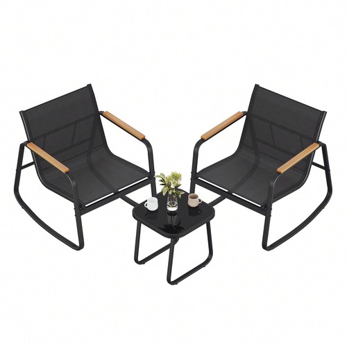 Black outdoor seat rocking - black,